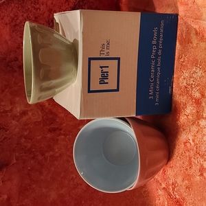 Pier 1 Set of 3 Mini Ceramic Prep Bowls-NIB